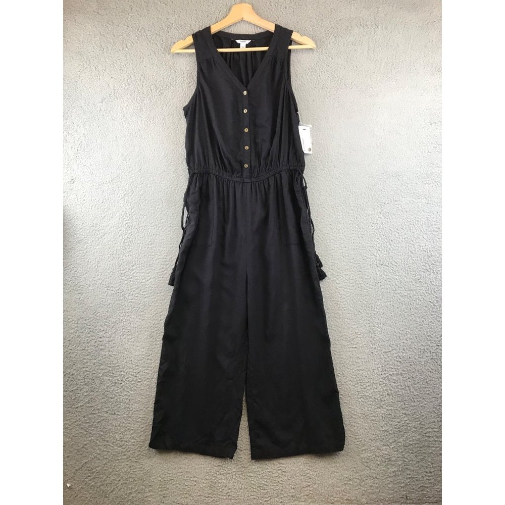 New Sonoma Solid Drawstring Waist Wide Leg Crop Pants Jumpsuit Small - Picture 1 of 8